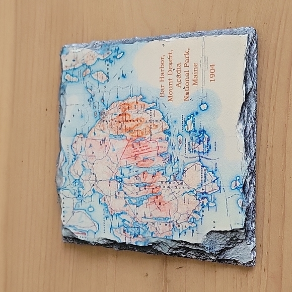 Bar Harbor Map on Granite Slab - Picture 1 of 4